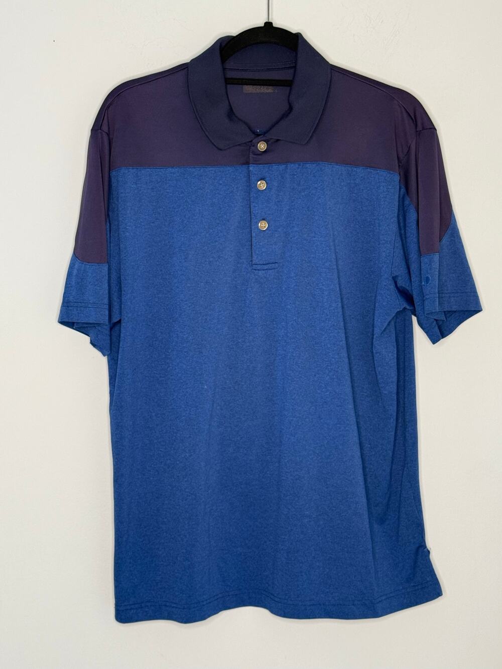 Blue and Navy  Synthetic Mens Polo T-shirt Size L Preppy Golf Athleisure